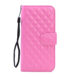 Samsung Galaxy S6 Quilted Flip Leather Wallet Case with Strap (Hot Pink)